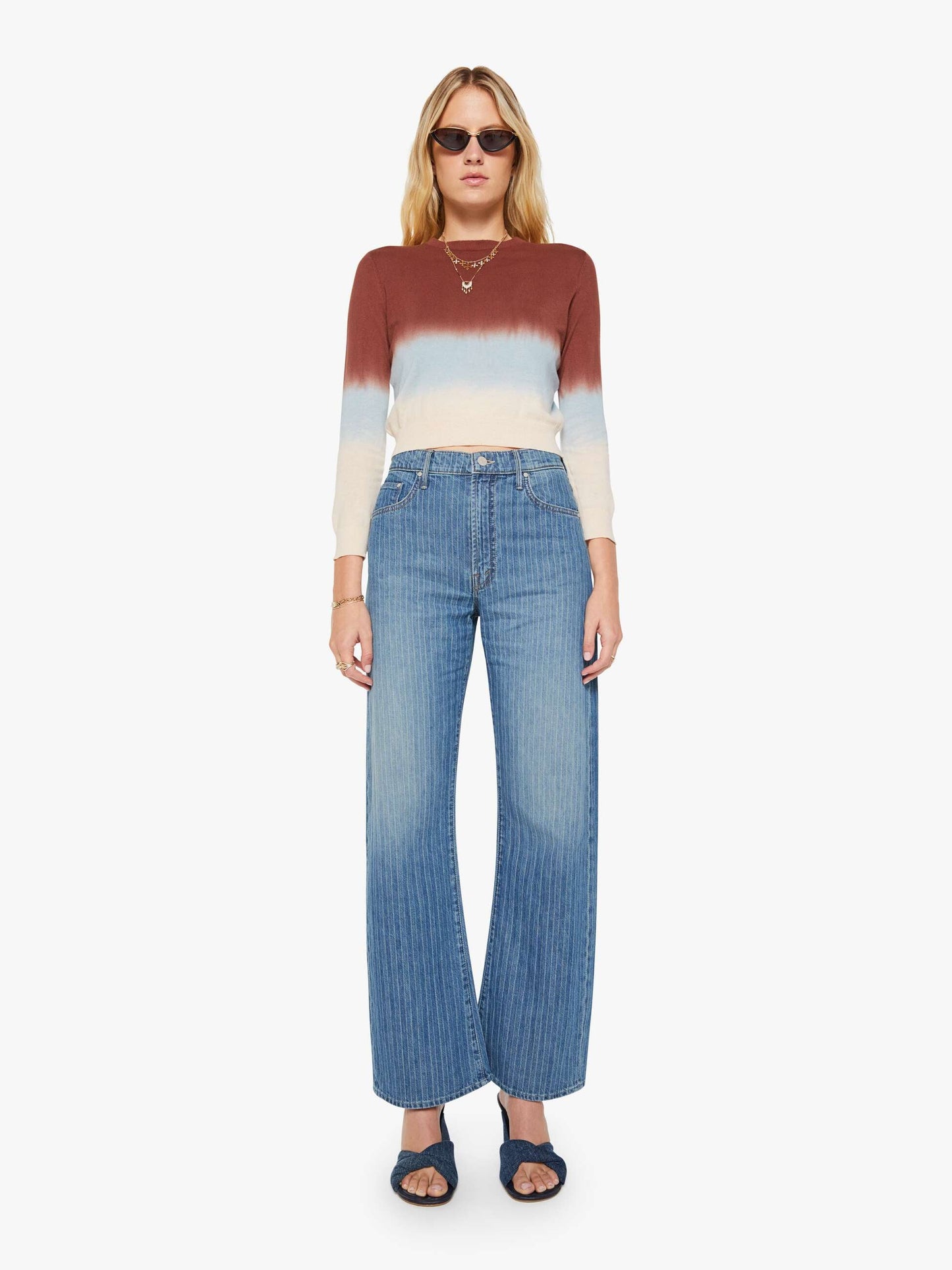 The Crew Neck Jumper - Brown Ivory Blue