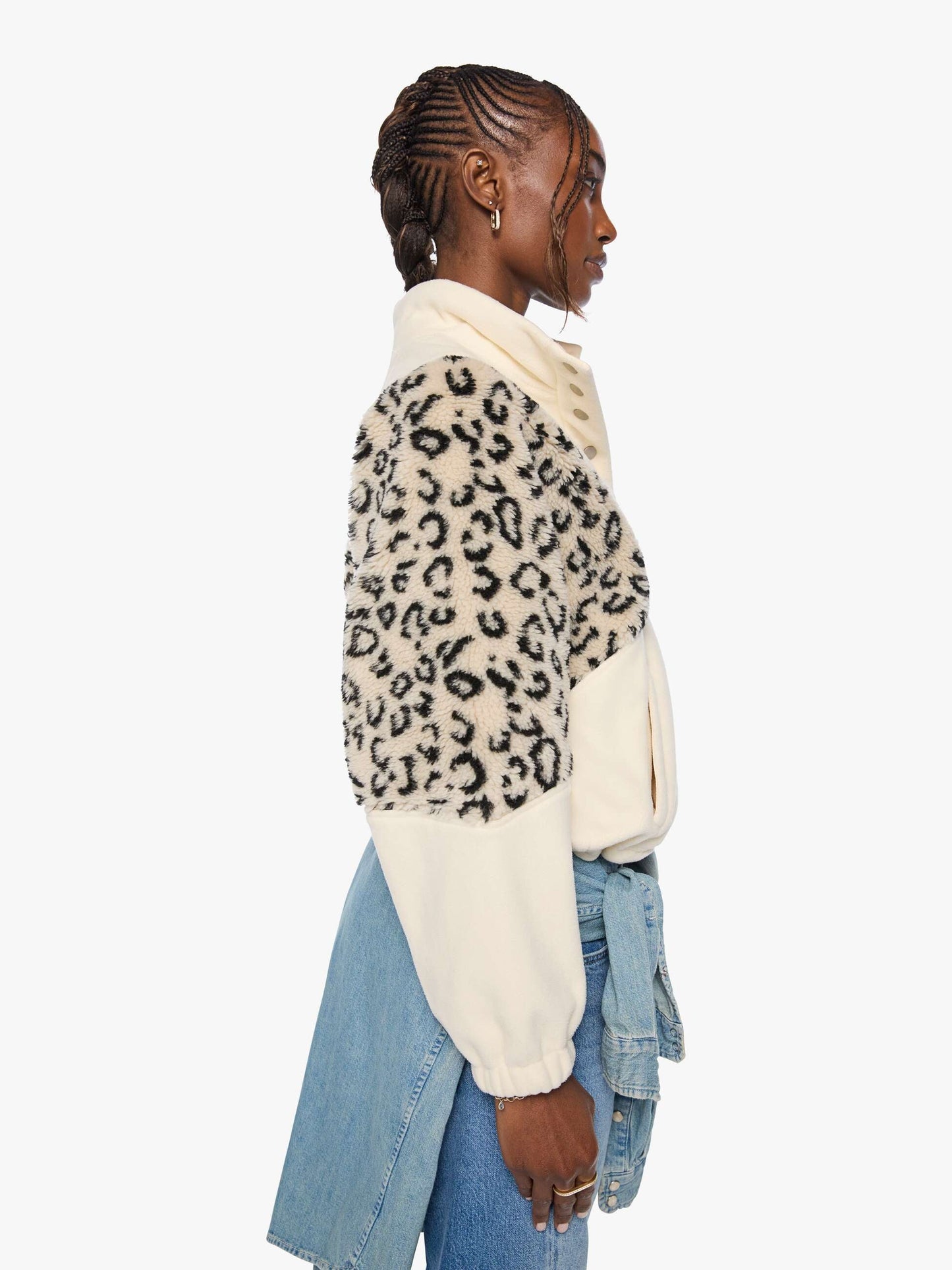 The Funnel Neck Drop Inset - Cream And White
