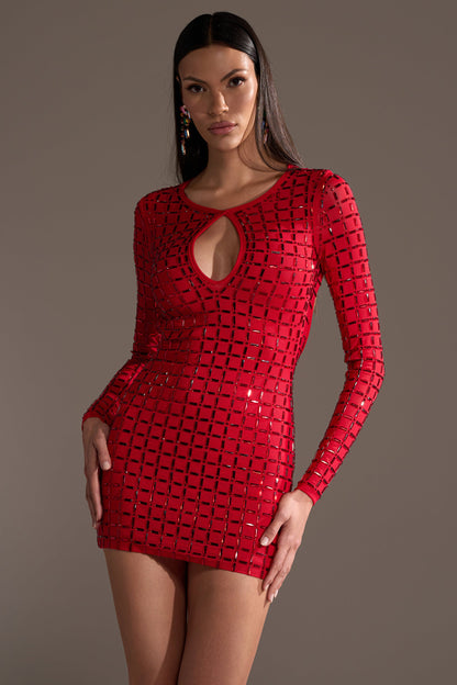 ALL THAT SHINES RHINESTONE MINI DRESS