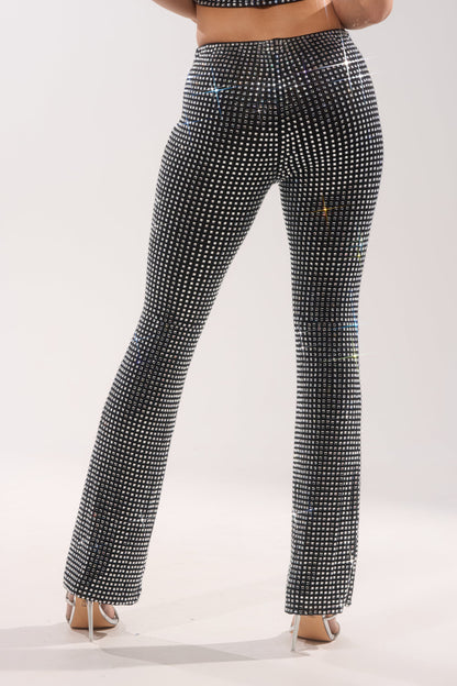 ALL EYES ON ME RHINESTONE FLARE TROUSER