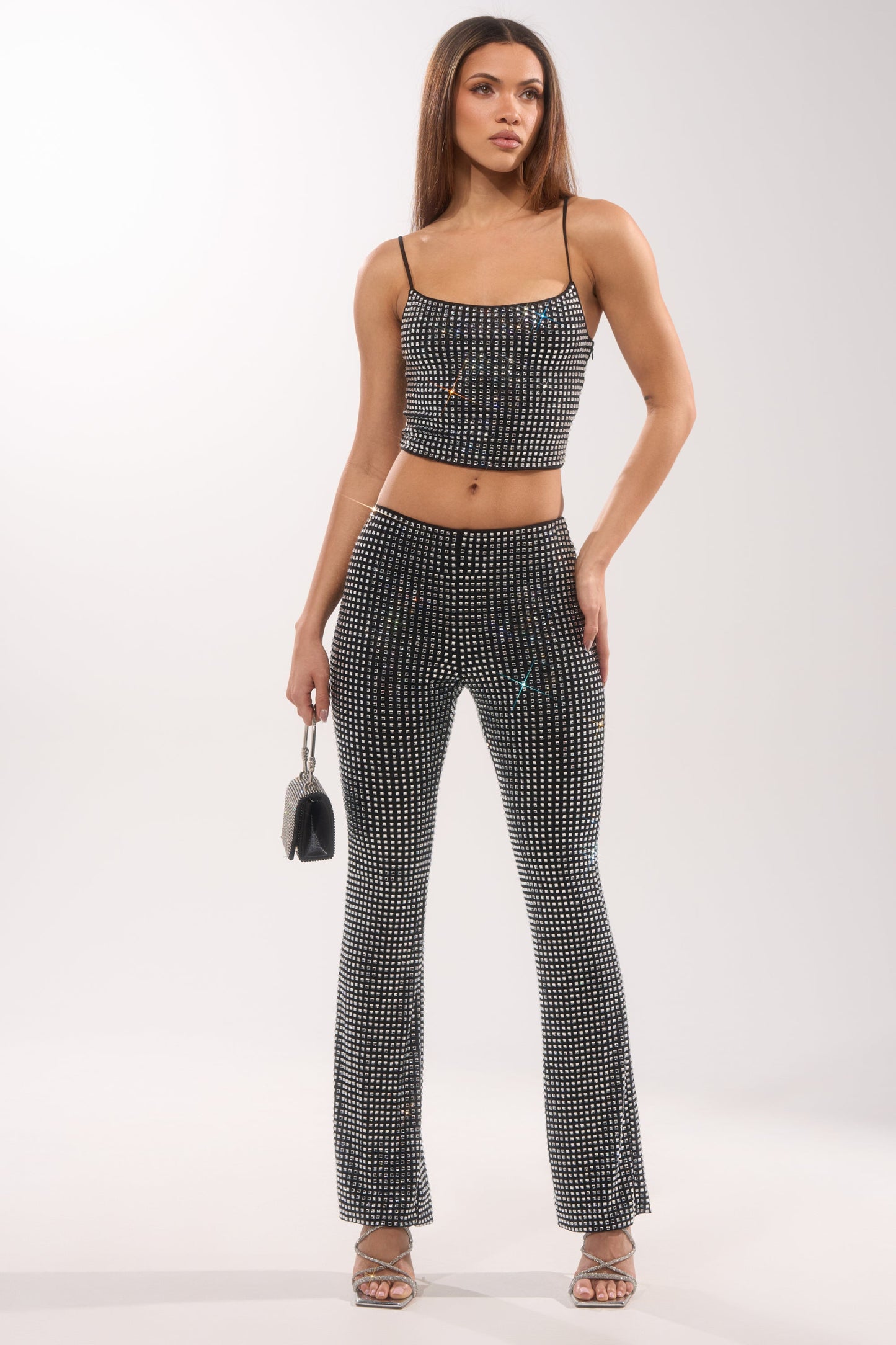 ALL EYES ON ME RHINESTONE FLARE TROUSER