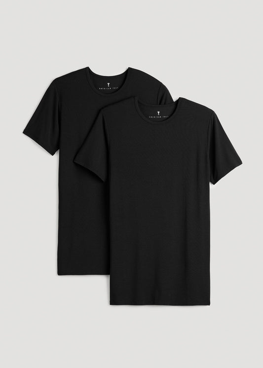 2-Pack Luxe Modal Crewneck Undershirts for Tall Men in Black
