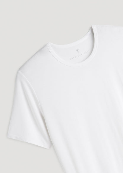 2-Pack Luxe Modal Crewneck Undershirts for Tall Men in White