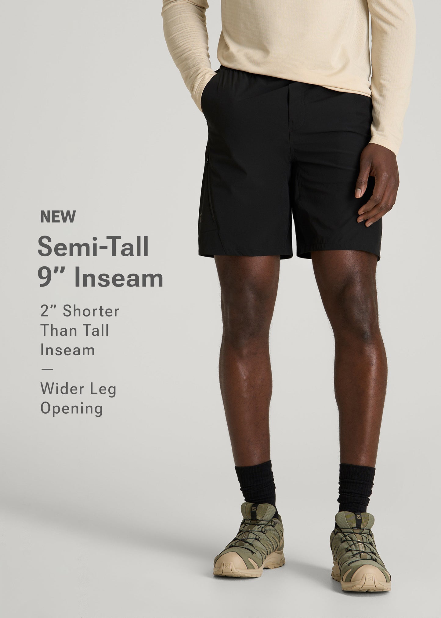 10 Pocket Hiking Short for Tall Men in Black