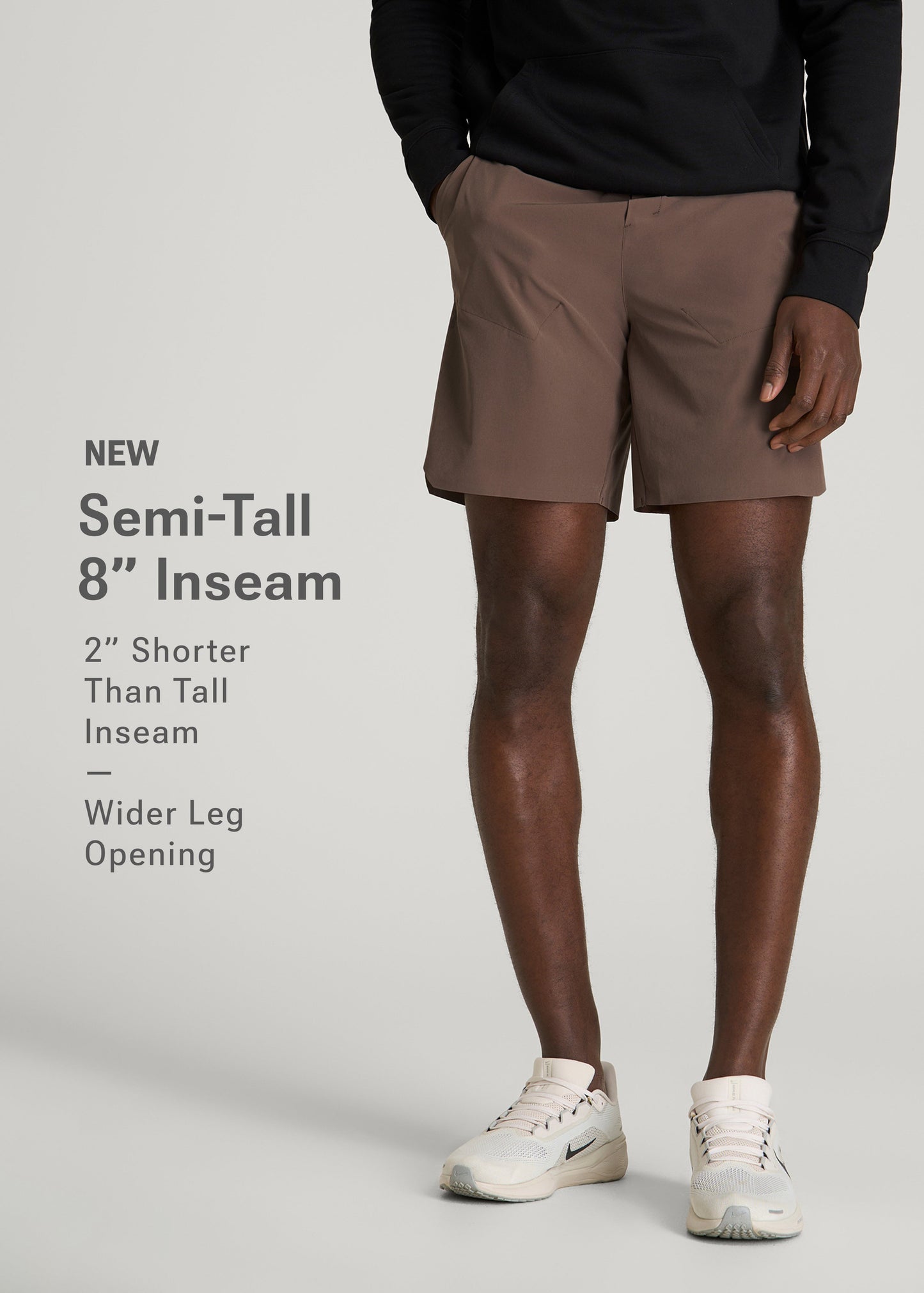 2-in-1 Featherweight Running Short for Tall Men in Coffee Quartz