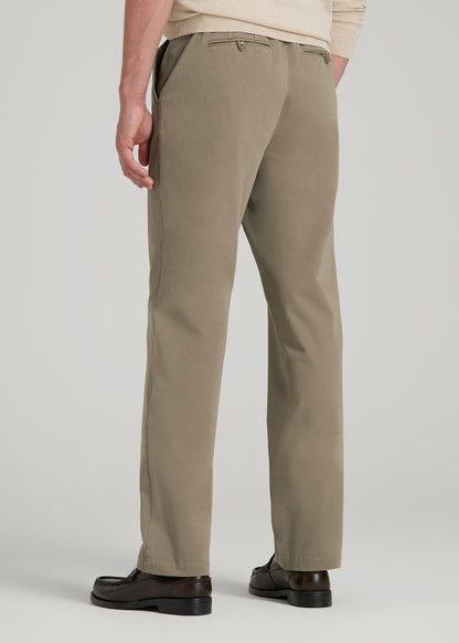 4-Way Stretch Commuter Straight Chino Pants for Tall Men in Dusty Khaki