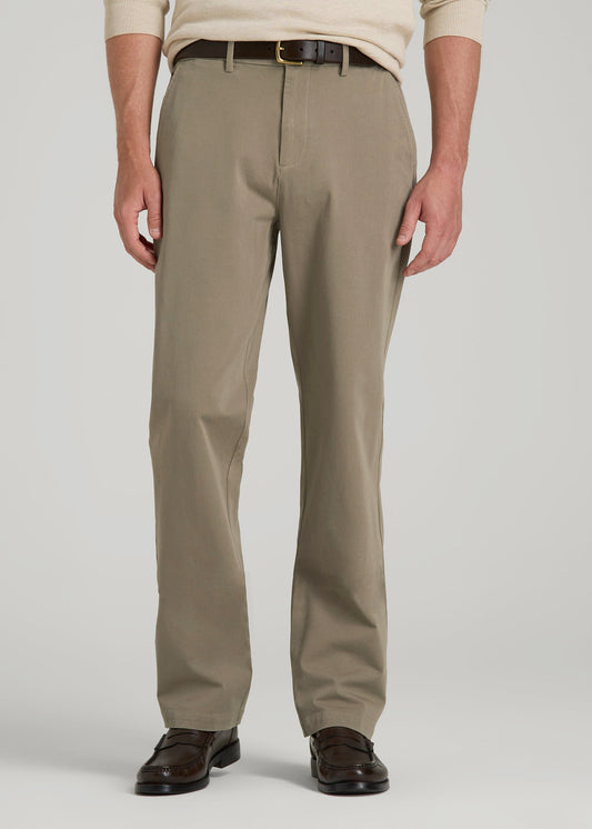 4-Way Stretch Commuter Straight Chino Pants for Tall Men in Dusty Khaki