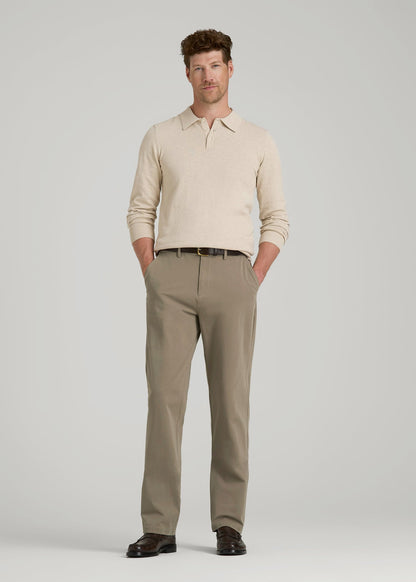 4-Way Stretch Commuter Straight Chino Pants for Tall Men in Dusty Khaki