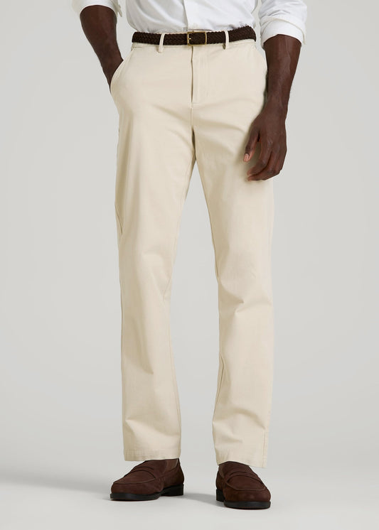 4 Way Stretch Commuter STRAIGHT Leg Chino Pants for Tall Men in Light Stone