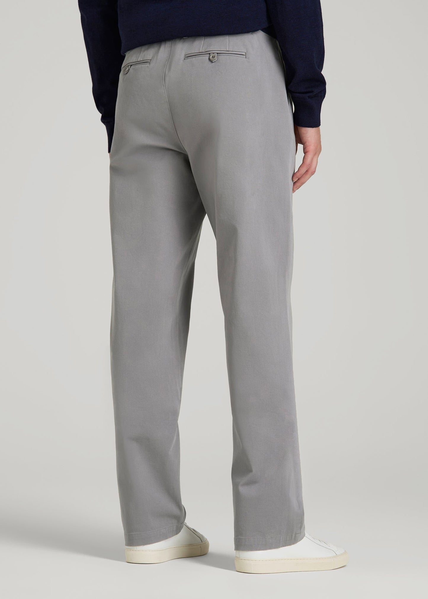 4-Way Stretch Commuter Straight Chino Pants for Tall Men in Pebble Grey