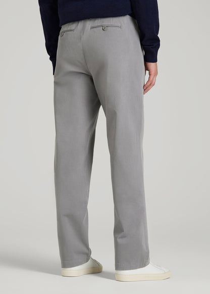 4-Way Stretch Commuter Straight Chino Pants for Tall Men in Pebble Grey