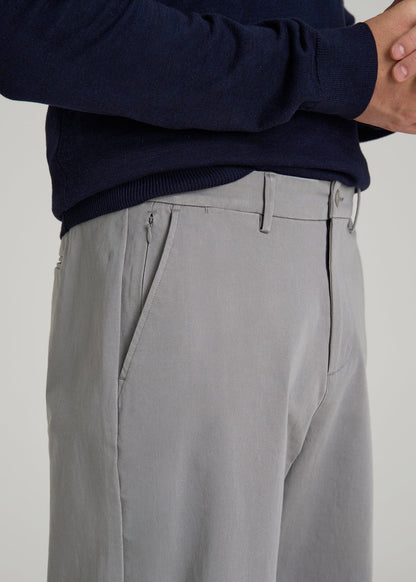 4-Way Stretch Commuter Straight Chino Pants for Tall Men in Pebble Grey