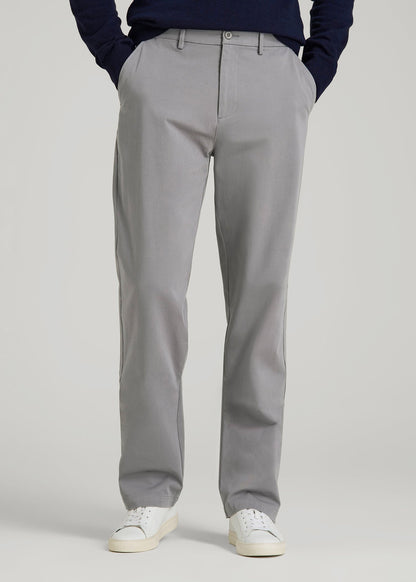 4-Way Stretch Commuter Straight Chino Pants for Tall Men in Pebble Grey