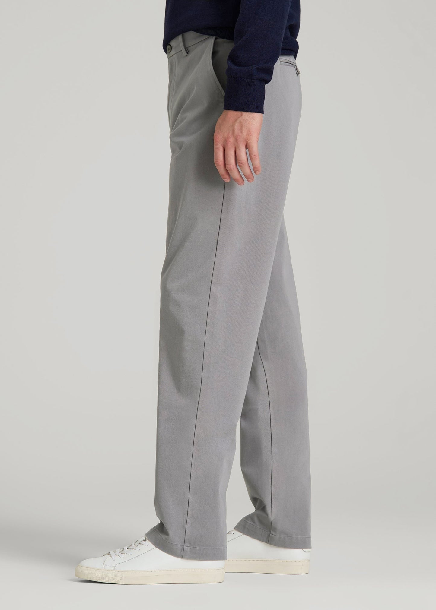 4-Way Stretch Commuter Straight Chino Pants for Tall Men in Pebble Grey