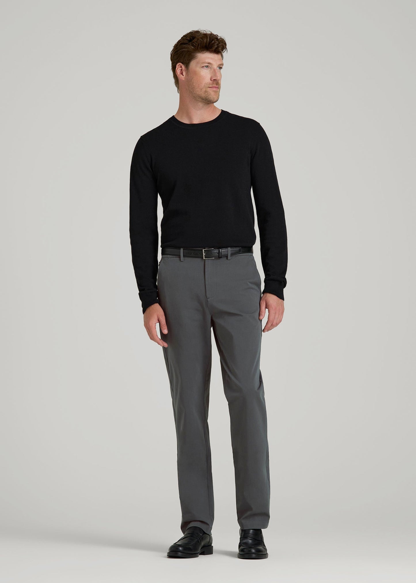 4-Way Stretch Commuter Tapered Chino Pants for Tall Men in Dark Ash