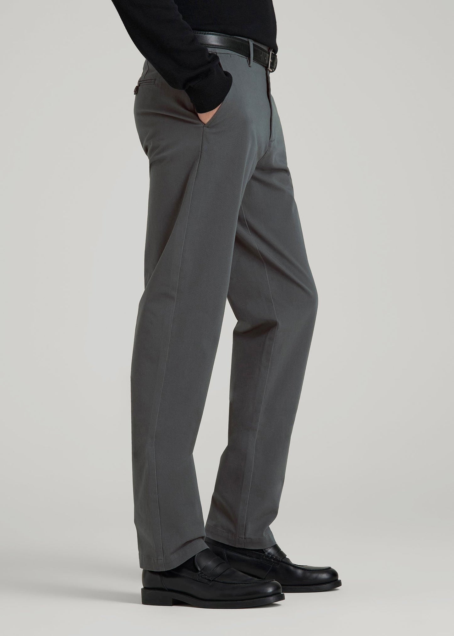 4-Way Stretch Commuter Tapered Chino Pants for Tall Men in Dark Ash