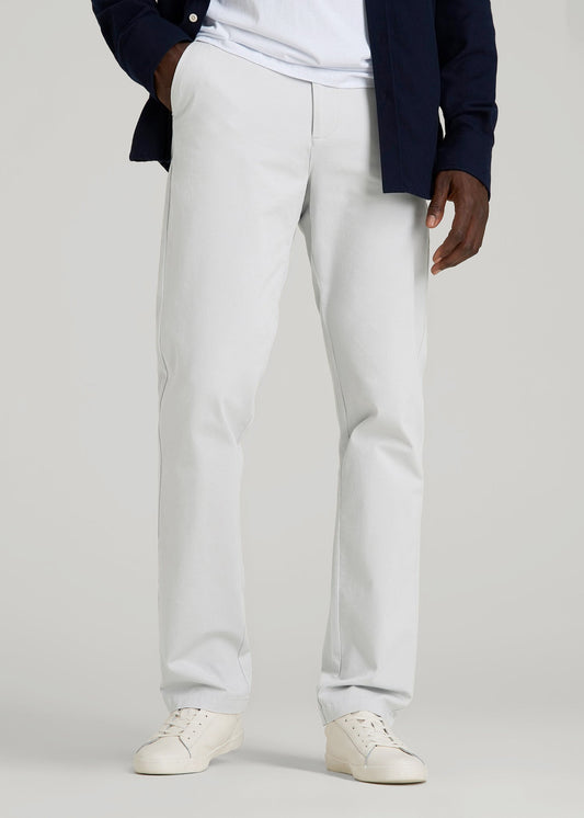 4 Way Stretch Commuter TAPERED Chino Pants for Tall Men in Silver Drop