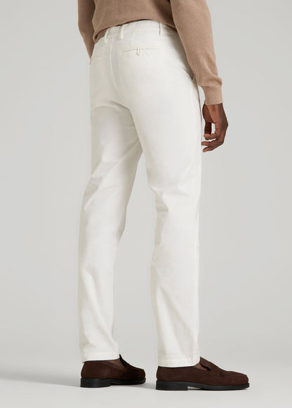 4 Way Stretch Commuter TAPERED Chino Pants for Tall Men in White Alyssum