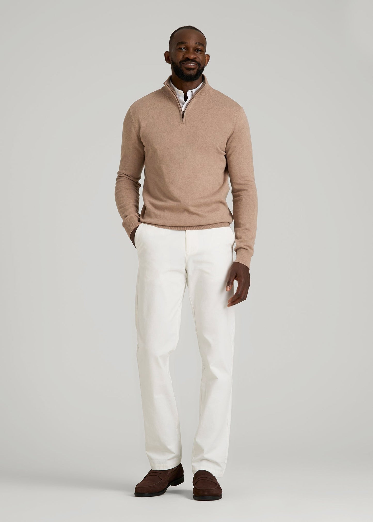 4 Way Stretch Commuter TAPERED Chino Pants for Tall Men in White Alyssum