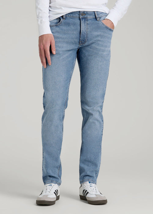 A.T. Basics Men's Carman Tapered fit Jeans for Tall Men in Tufts Blue