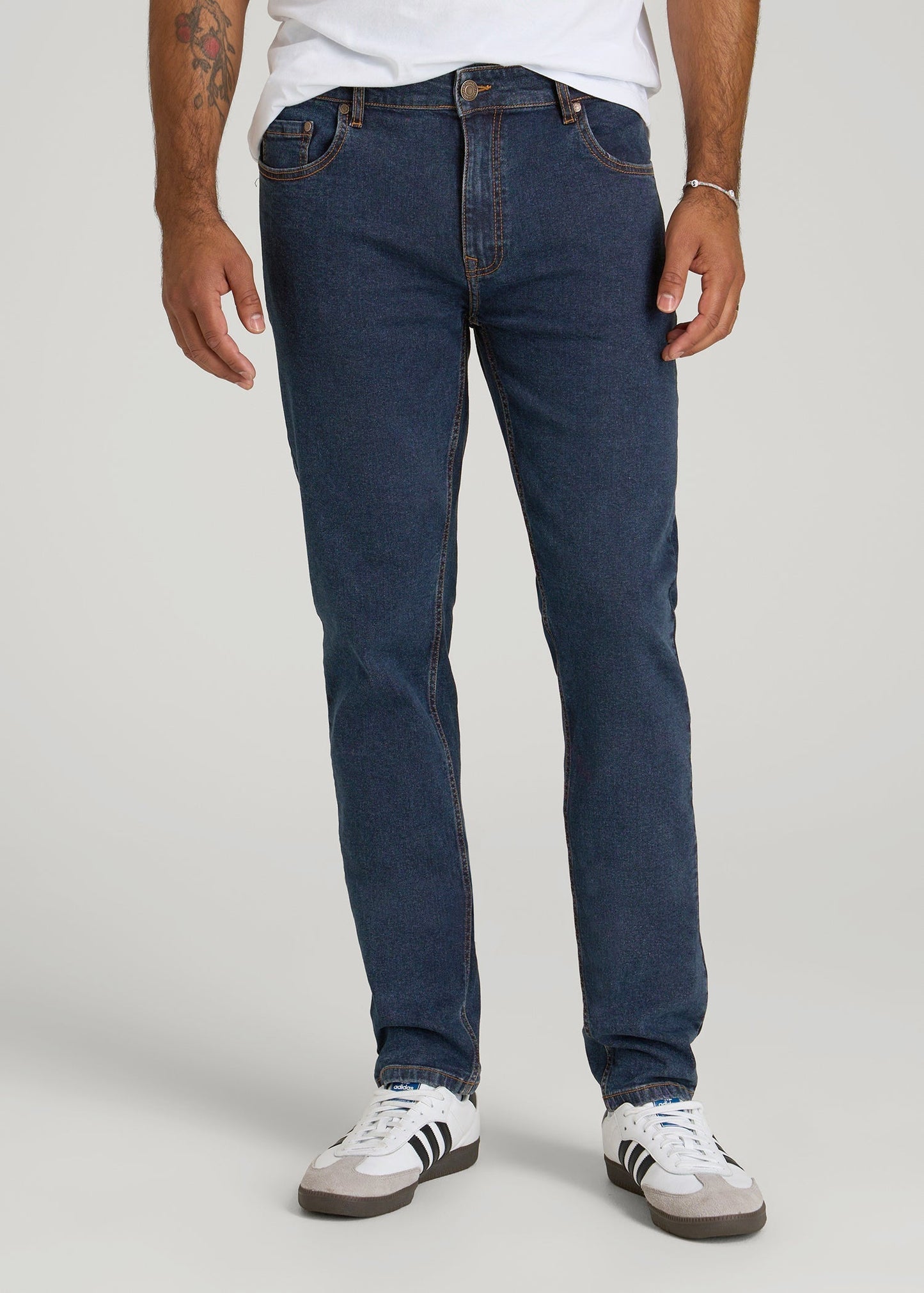 A.T. Basics Men's Dylan Slim Fit Jeans for Tall Men in Charged Blue