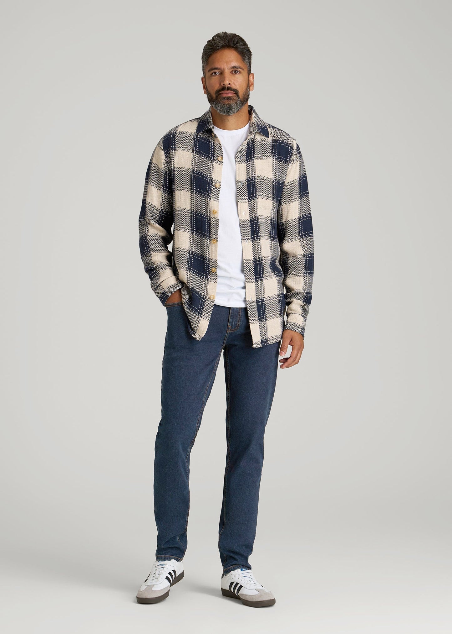 A.T. Basics Men's Dylan Slim Fit Jeans for Tall Men in Charged Blue