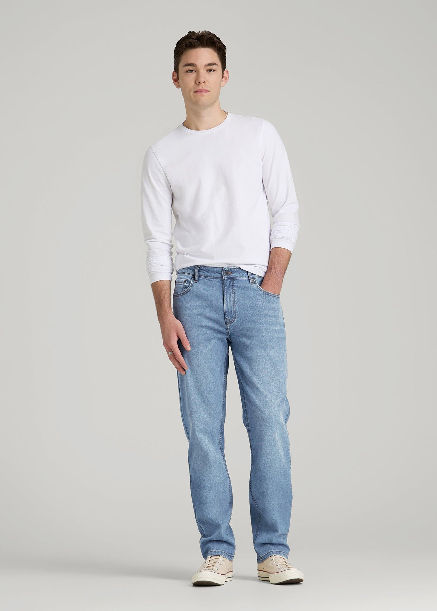 A.T. Basics Men's J1 Straight Fit Jeans for Tall Men in Tufts Blue