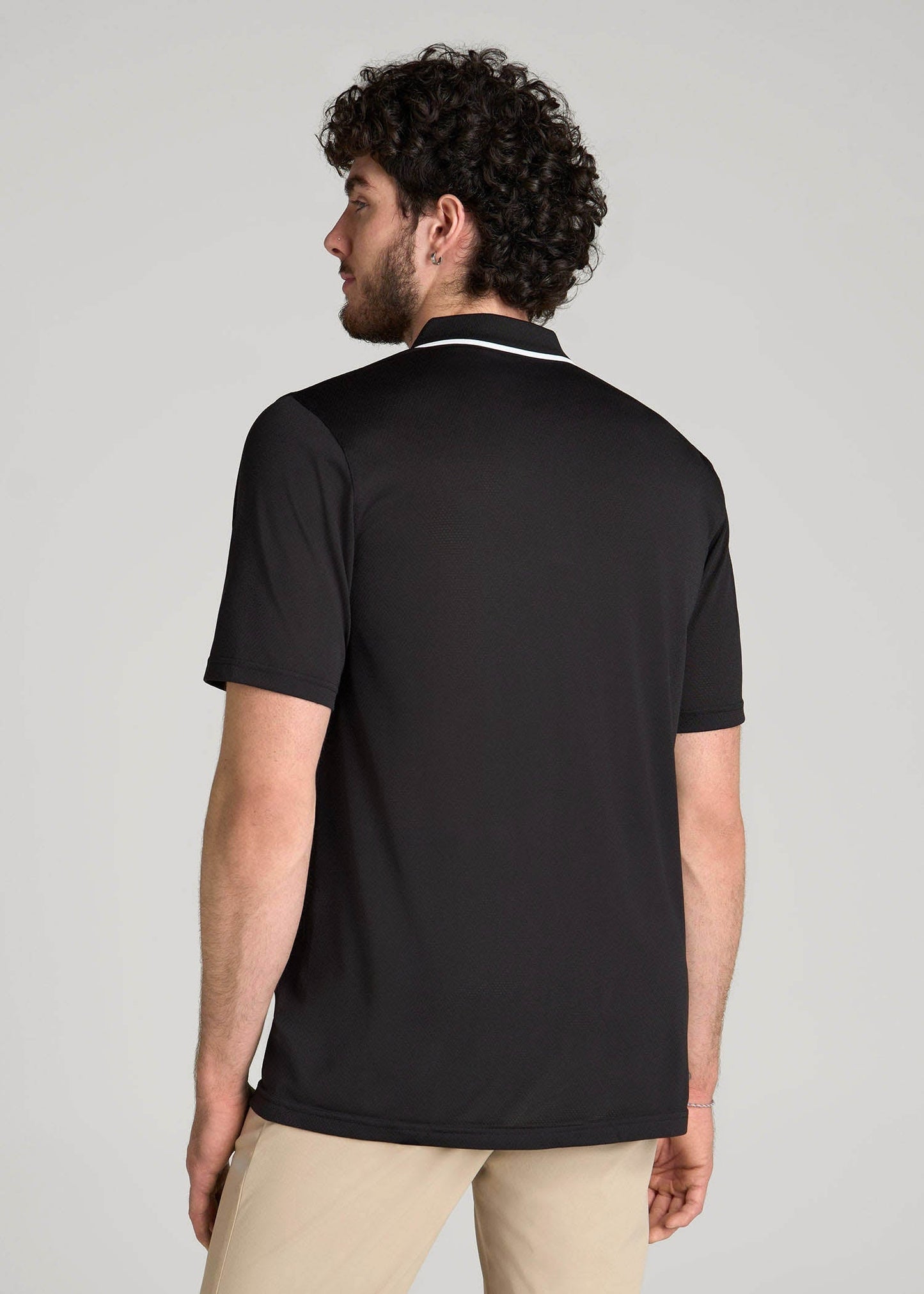 A.T. Performance Tipped Golf Polo for Tall Men in Black