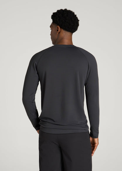 Air Knit Long Sleeves Performance Tshirt for Tall Men in Mid Grey