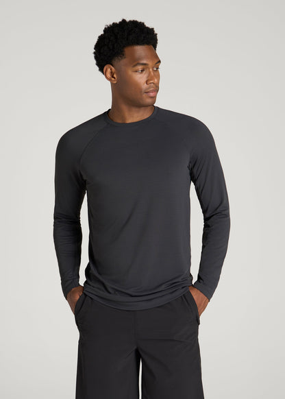 Air Knit Long Sleeves Performance Tshirt for Tall Men in Mid Grey