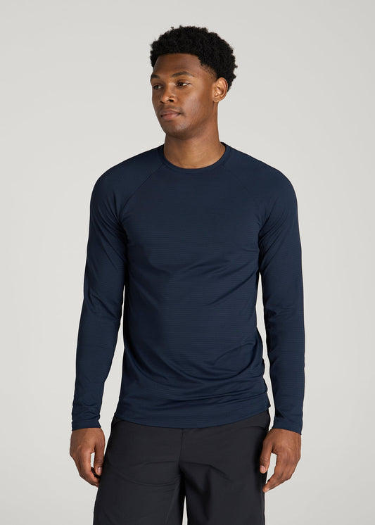 Air Knit Long Sleeves Performance Tshirt for Tall Men in Royal Navy