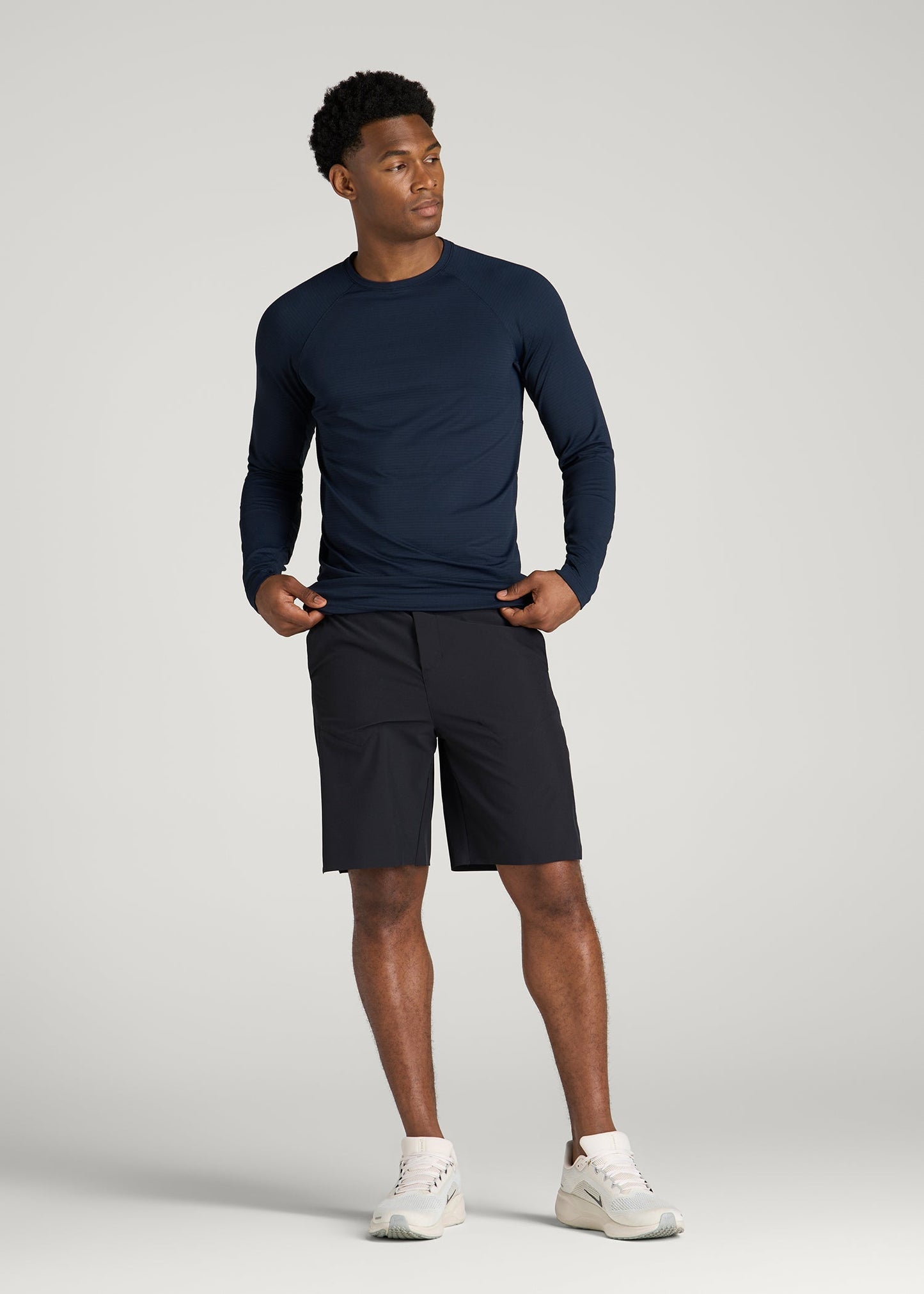 Air Knit Long Sleeves Performance Tshirt for Tall Men in Royal Navy