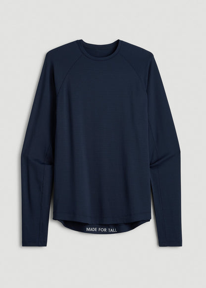 Air Knit Long Sleeves Performance Tshirt for Tall Men in Royal Navy