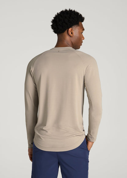 Air Knit Long Sleeves Performance Tshirt for Tall Men in Simply Taupe