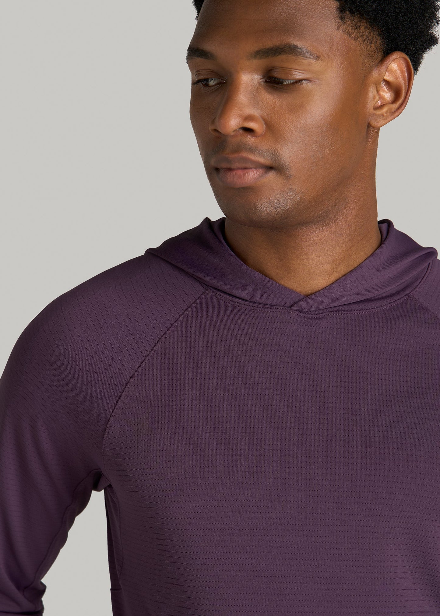 Air Knit Performance Hoodie for Tall Men in Aubergine