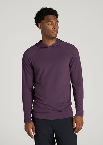Air Knit Performance Hoodie for Tall Men in Aubergine