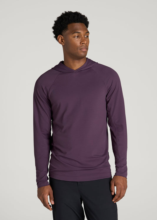 Air Knit Performance Hoodie for Tall Men in Aubergine
