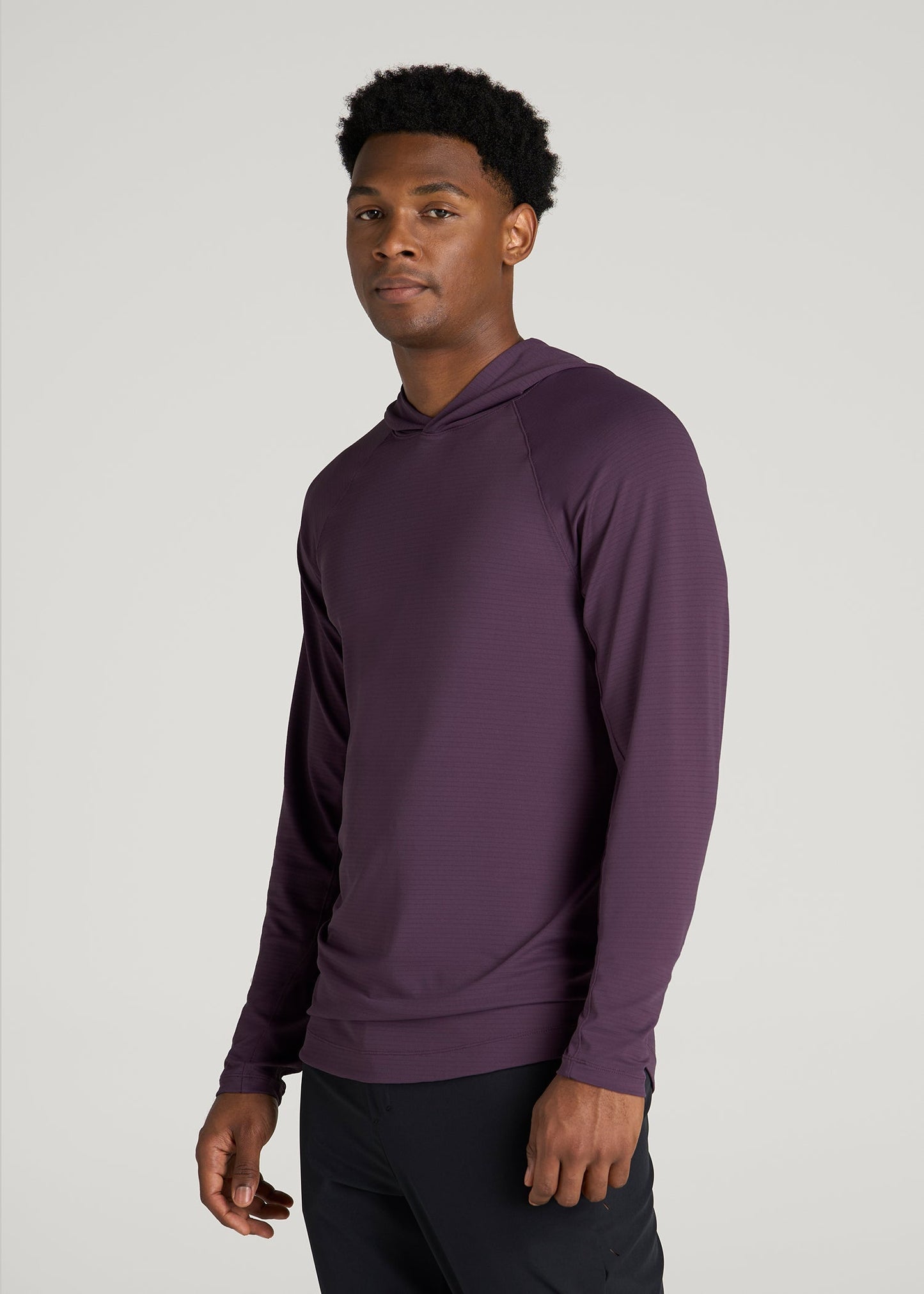 Air Knit Performance Hoodie for Tall Men in Aubergine