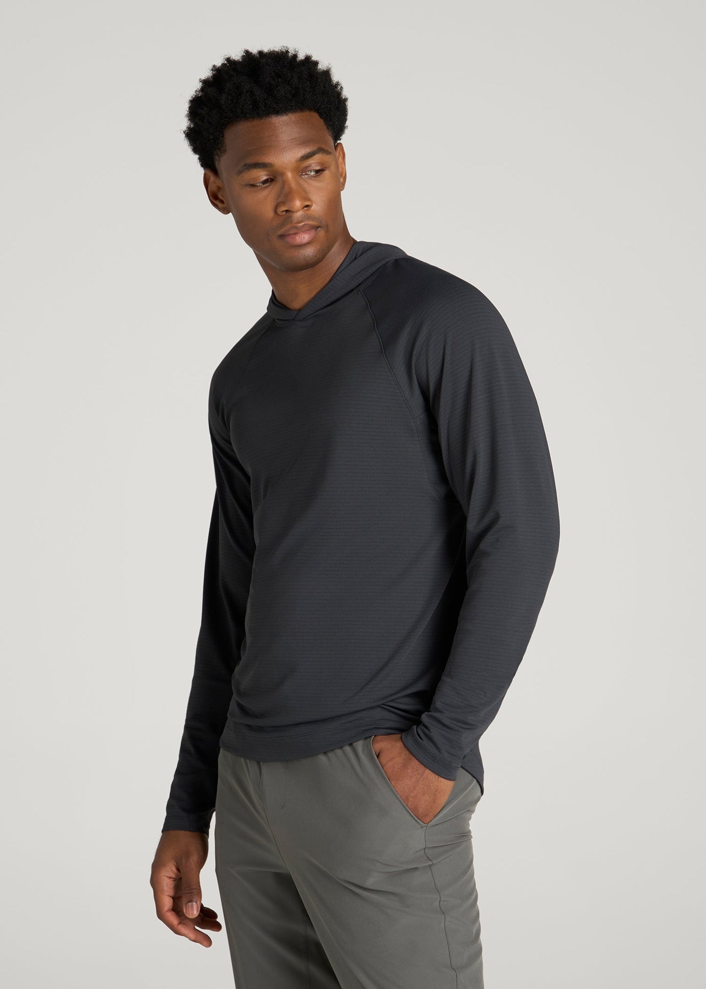 Air Knit Performance Hoodie for Tall Men in Mid Grey