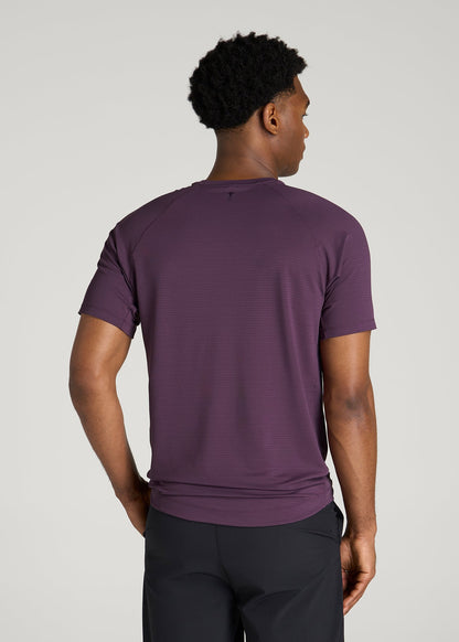 Air Knit Short Sleeves Performance Tshirt for Tall Men in Aubergine