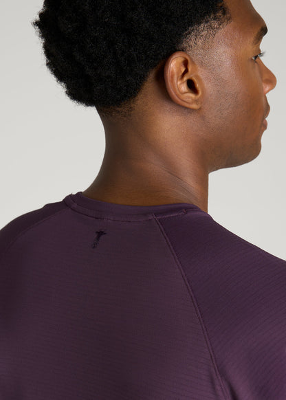 Air Knit Short Sleeves Performance Tshirt for Tall Men in Aubergine