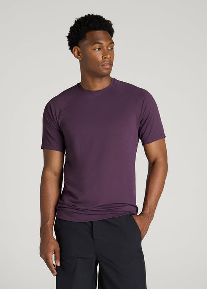 Air Knit Short Sleeves Performance Tshirt for Tall Men in Aubergine