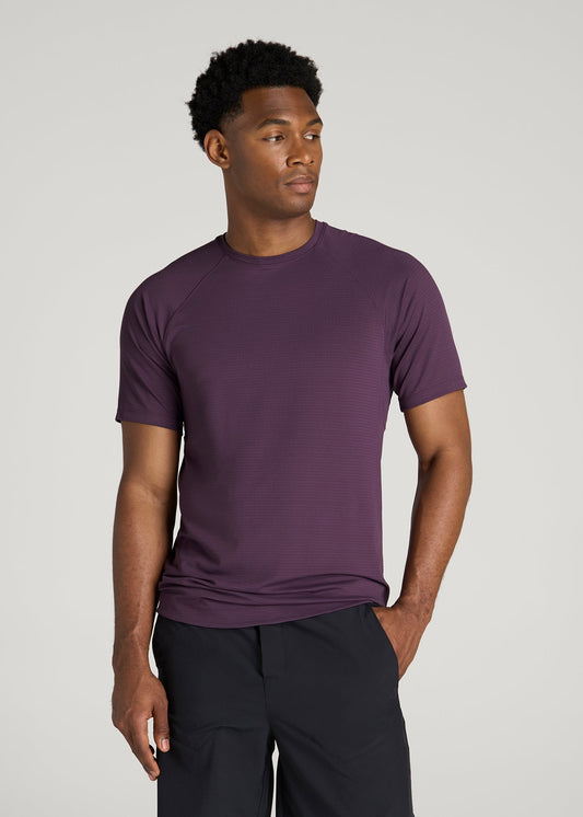 Air Knit Short Sleeves Performance Tshirt for Tall Men in Aubergine