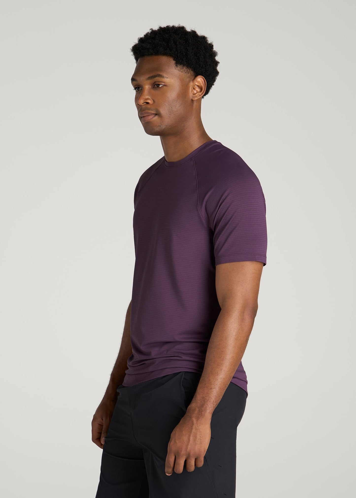 Air Knit Short Sleeves Performance Tshirt for Tall Men in Aubergine