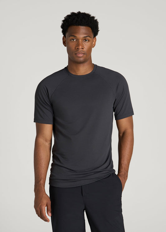 Air Knit Short Sleeves Performance Tshirt for Tall Men in Mid Grey