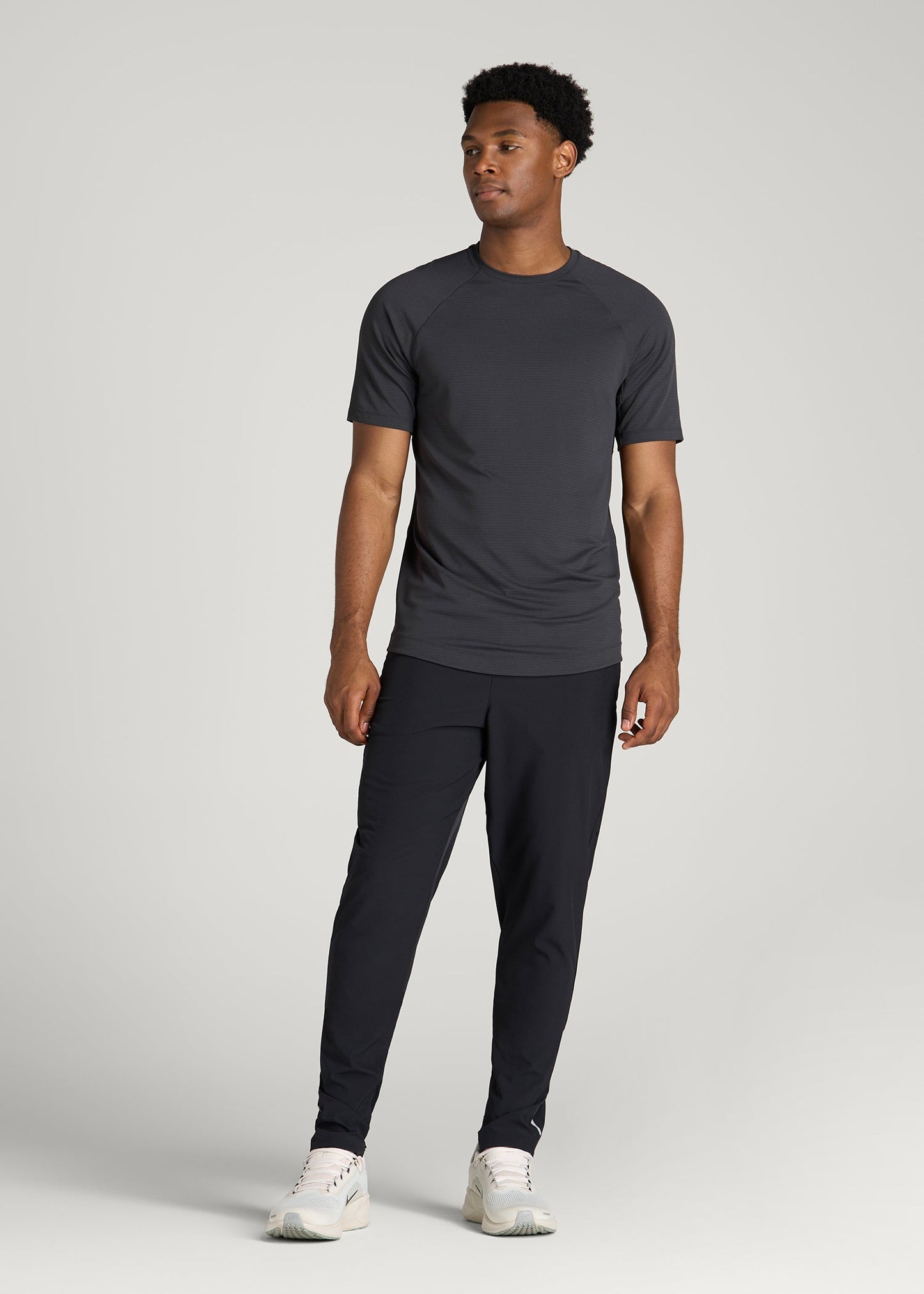 Air Knit Short Sleeves Performance Tshirt for Tall Men in Mid Grey