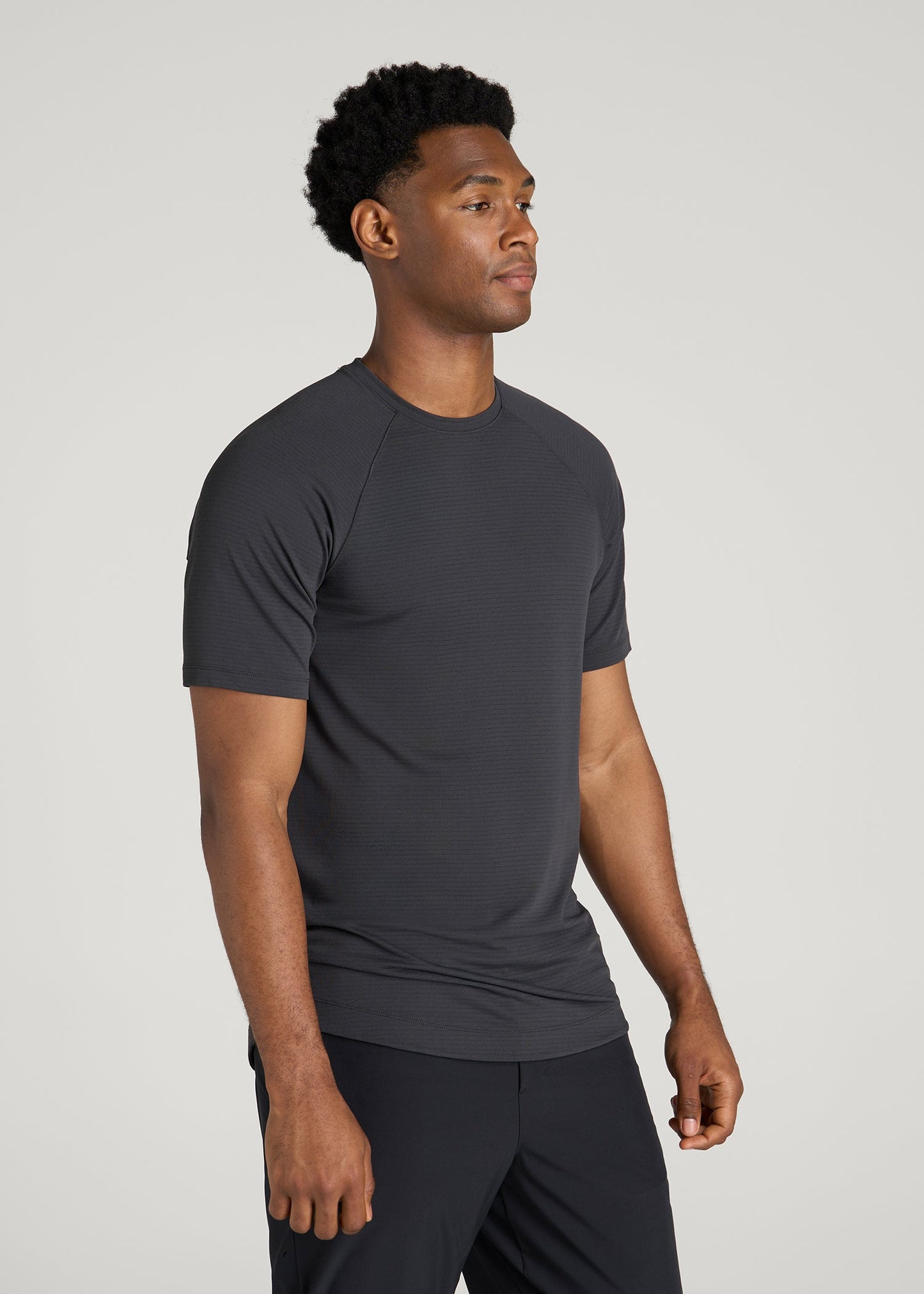 Air Knit Short Sleeves Performance Tshirt for Tall Men in Mid Grey