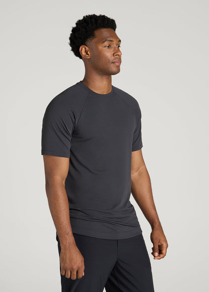 Air Knit Short Sleeves Performance Tshirt for Tall Men in Mid Grey