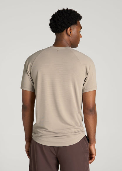 Air Knit Short Sleeves Performance Tshirt for Tall Men in Simply Taupe