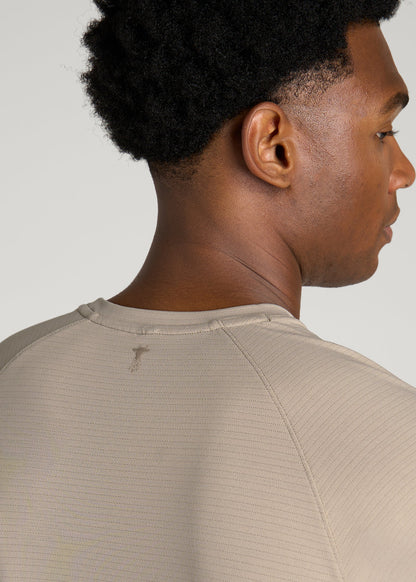Air Knit Short Sleeves Performance Tshirt for Tall Men in Simply Taupe